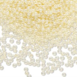 3/$15 Seed Bead Czech Glass Translucent Opaque Luster Light Cream Pearl Tube